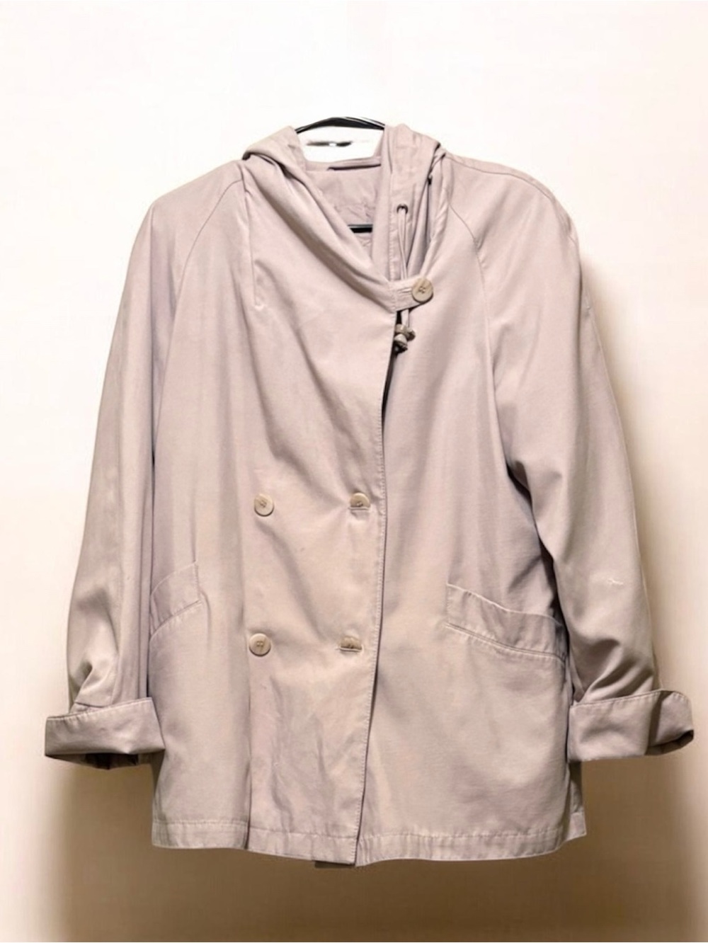 Mejor: "Petite Sophisticate Vintage Double Breasted Hooded Jacket Size S Tan"